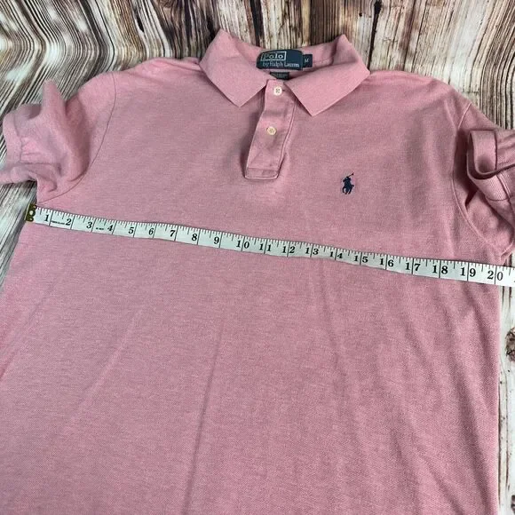 Vintage Polo Ralph Lauren Mens Size Medium Pink Short Sleeve Button Collar Shirt - Picture 4 of 7